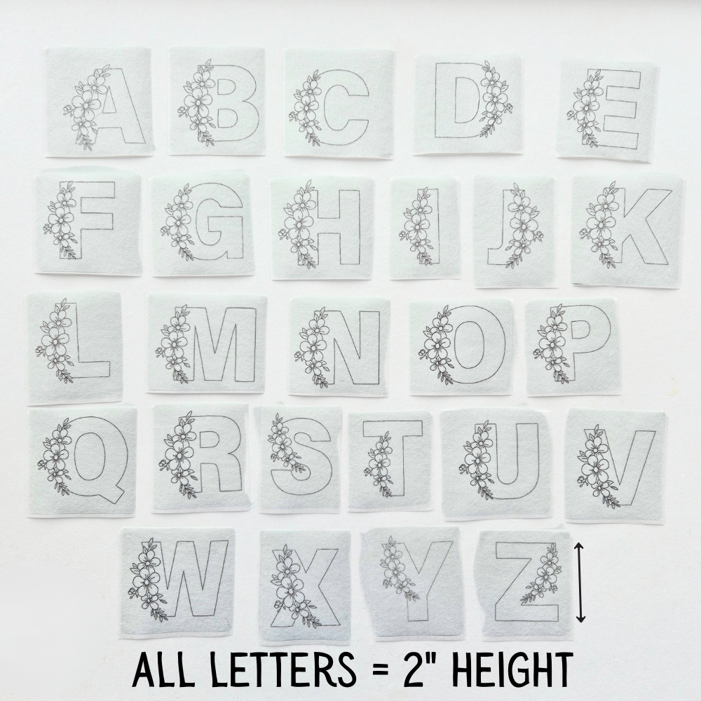 Alphabet Letter Stick and Stitch Embroidery Patches - Pick your own!
