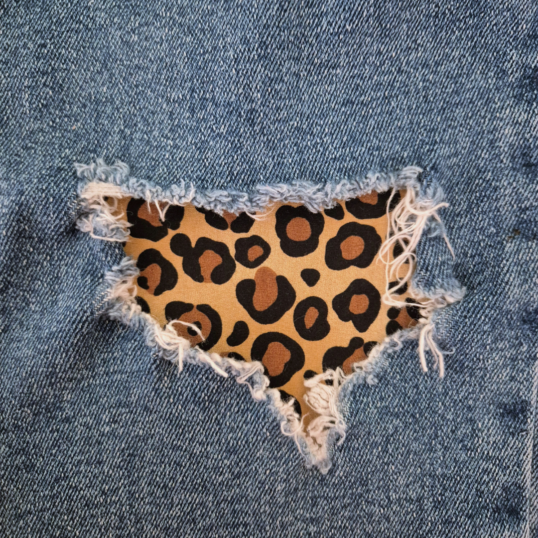 Leopard print iron-on Fabric Patch for clothes, No stitching required. Machine washable