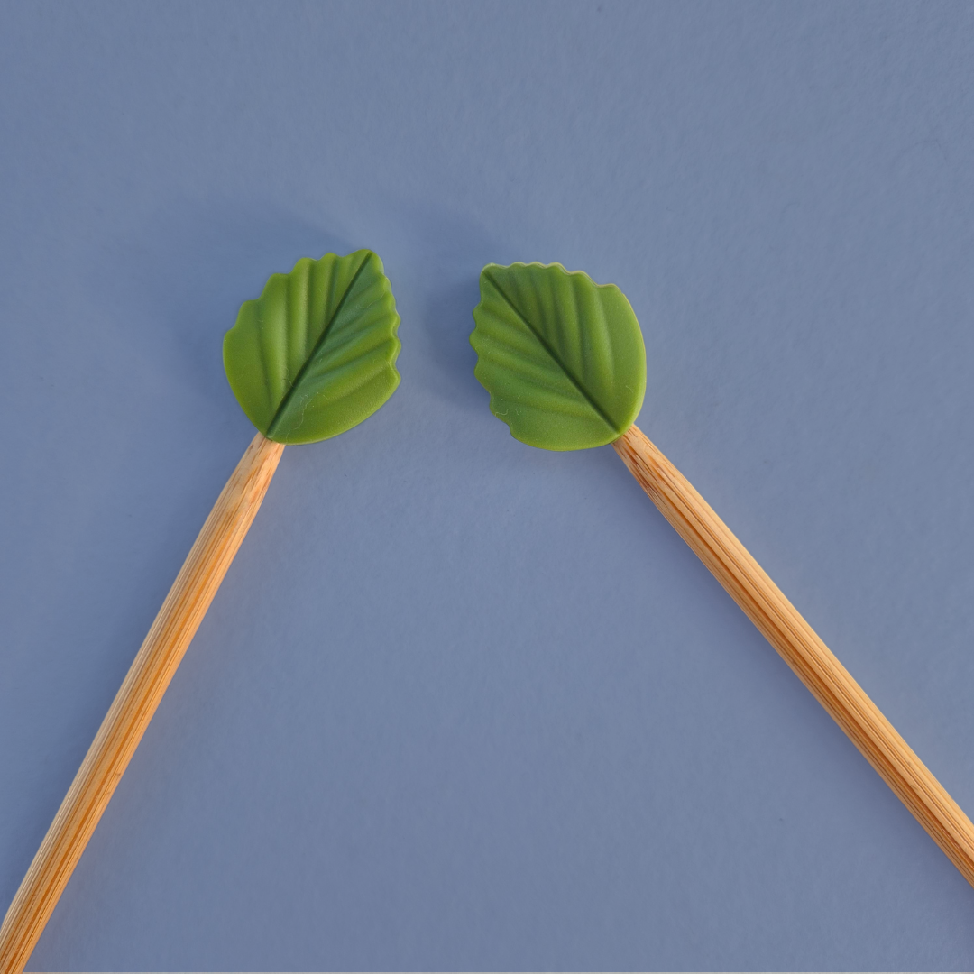 Leaf Knitting Needle Stoppers (1 pair)