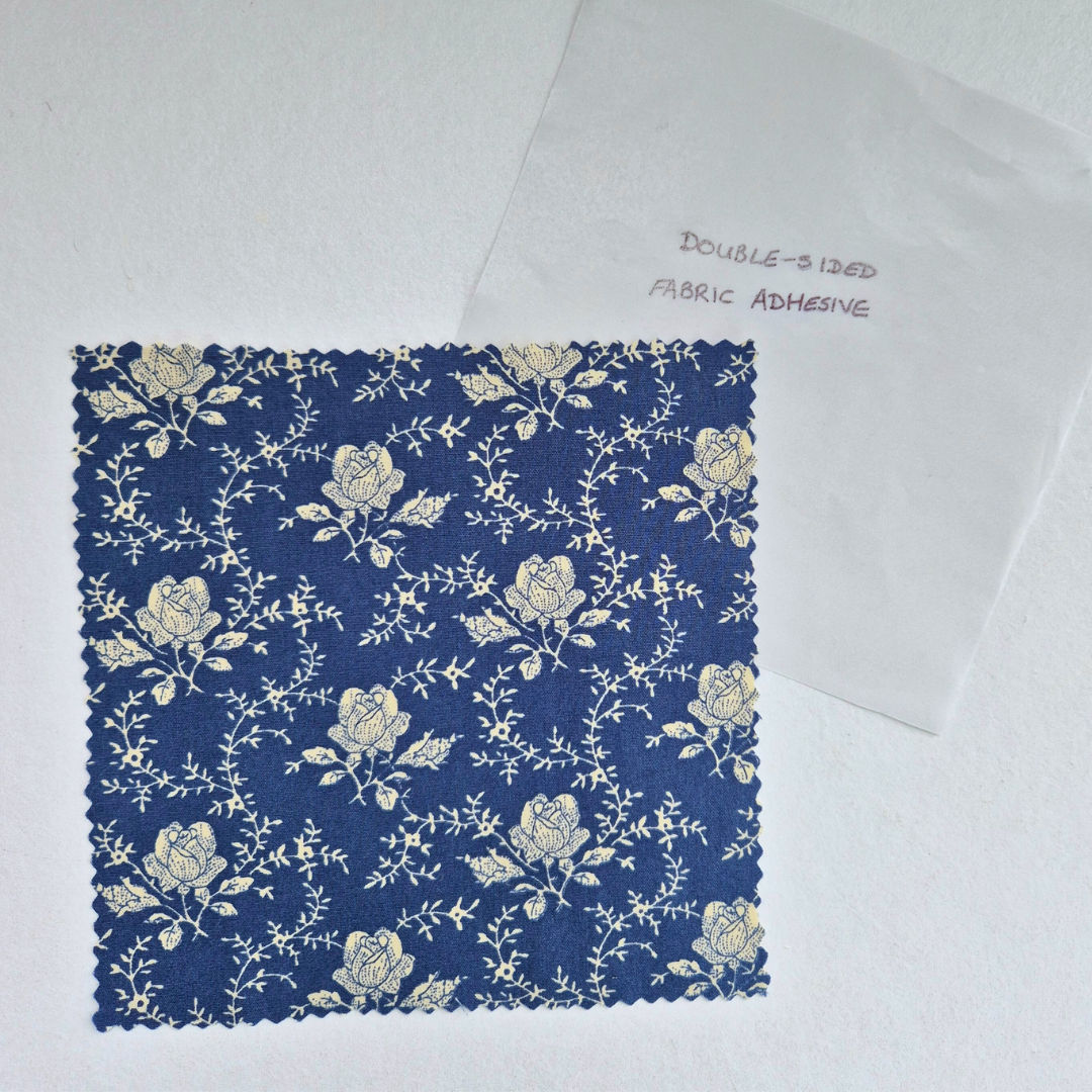 Blue vintage-style floral iron-on Fabric Patch for clothes, No stitching required. Machine washable