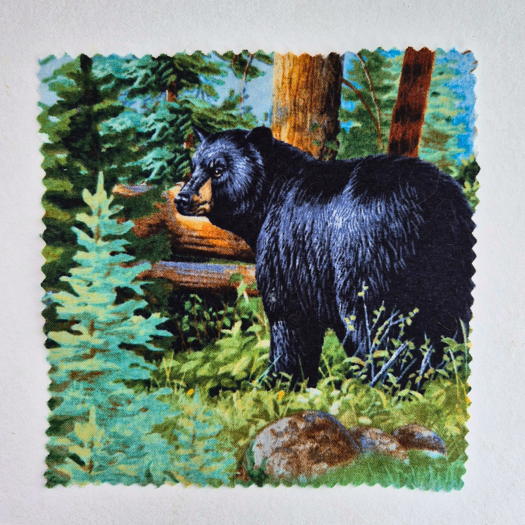 Black bear iron-on Fabric Patch for clothes, No stitching required. Machine washable