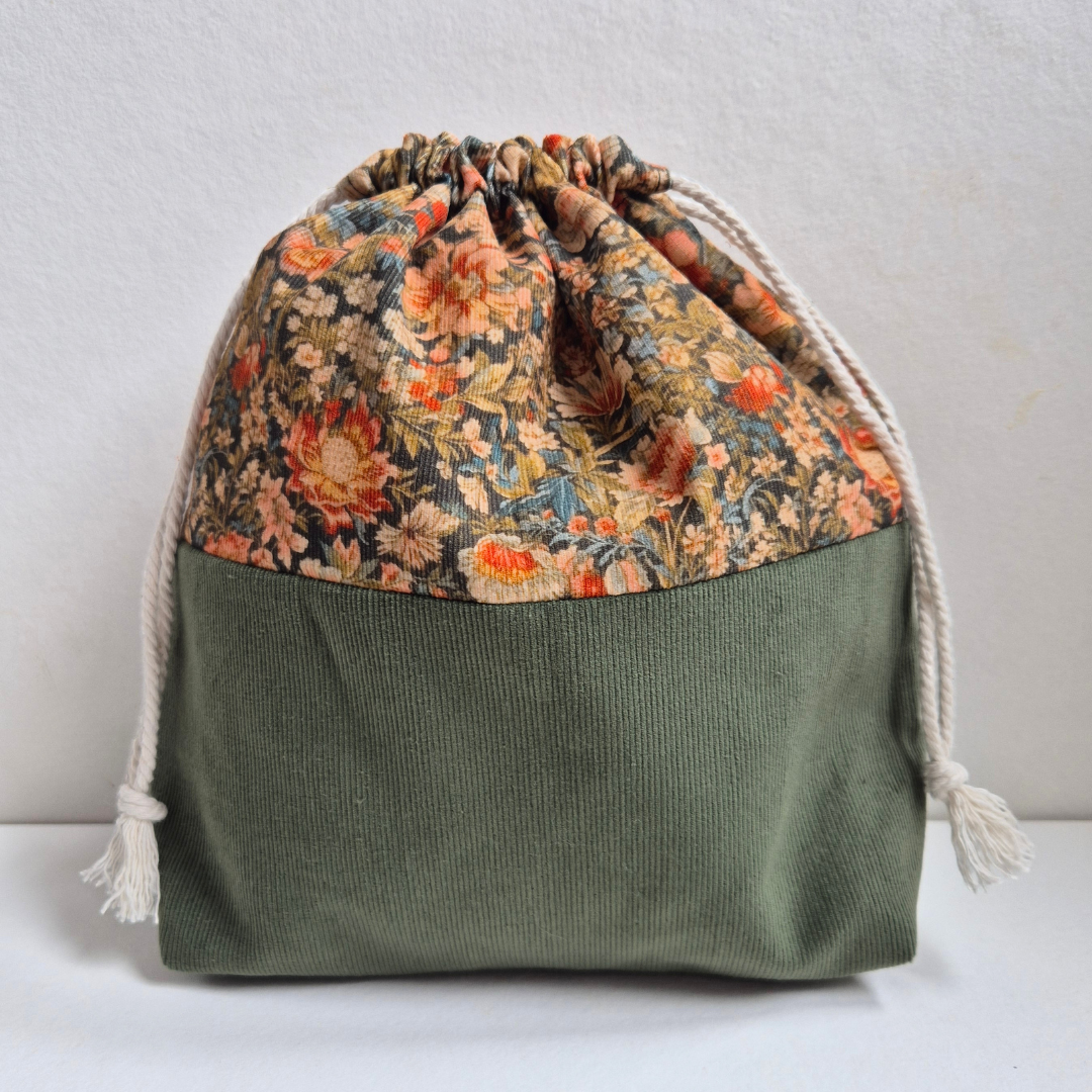 Green corduroy drawstring bag - I AM AN AUTUMN COLLECTION 🍂