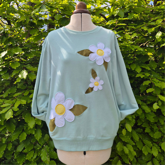 'Oopsie Daisy' mint blue sweatshirt (UK 12)
