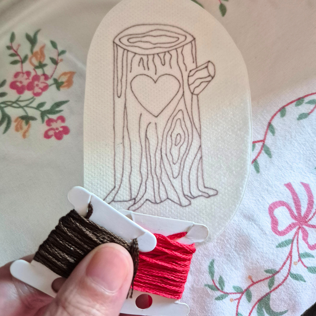 Custom Anniversary Stick and Stitch Embroidery Patch, Carved Tree - choose your own initals