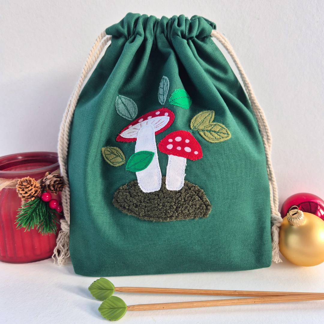 Toadstool Drawstring Project Bag | Under The Night Sky Collection