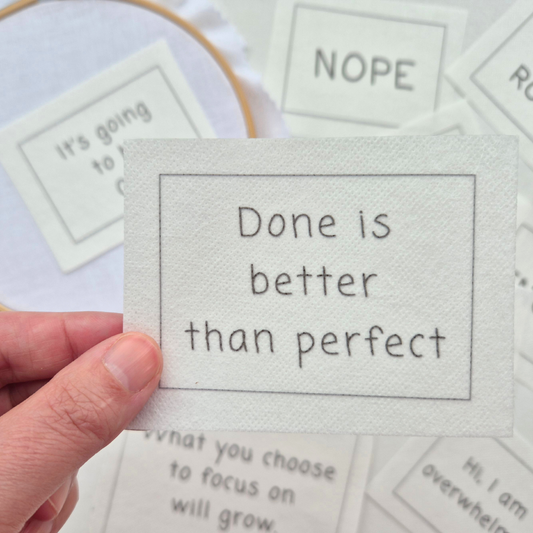 Done is better than perfect stick and stitch embroidery design