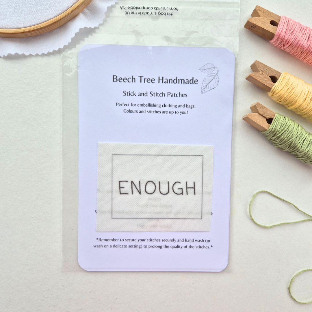 ENOUGH stick and stitch embroidery design