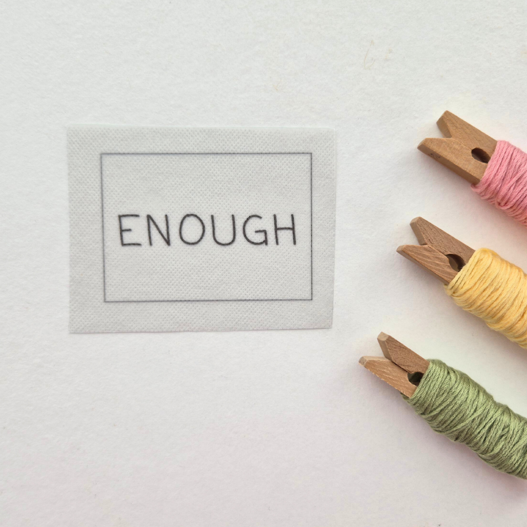 ENOUGH stick and stitch embroidery design