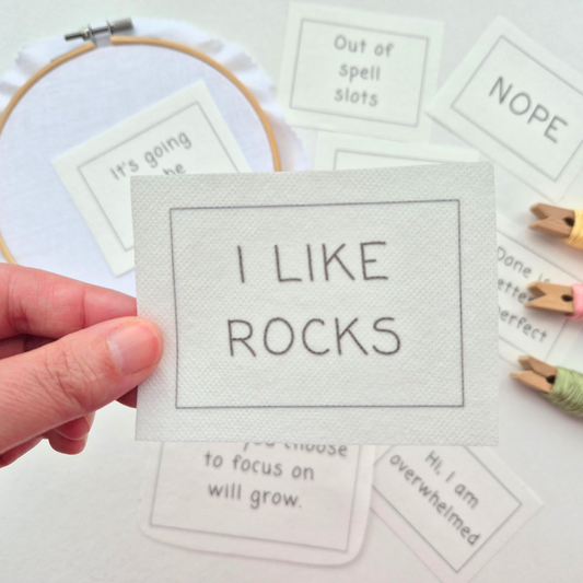 I LIKE ROCKS compost stick and stitch embroidery design