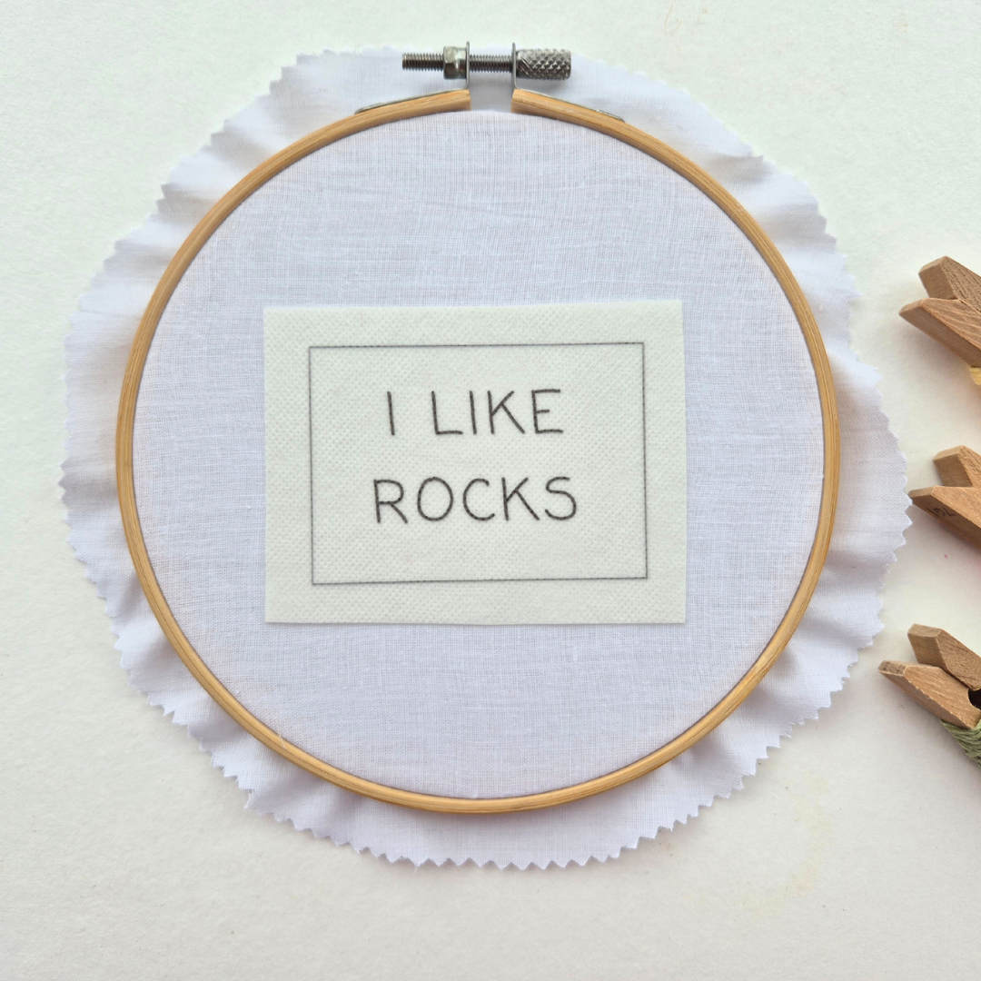 I LIKE ROCKS compost stick and stitch embroidery design
