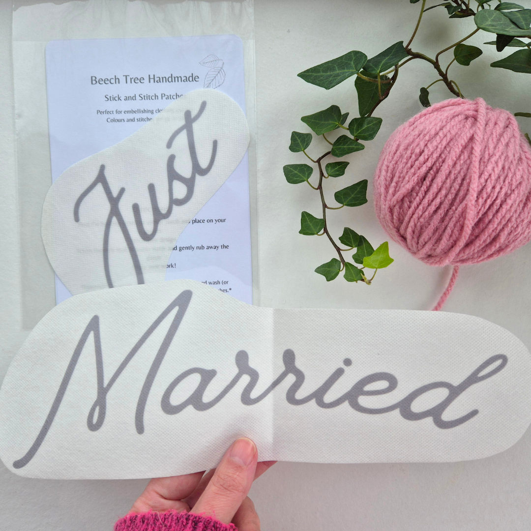 Just Married Stick and Stitch Embroidery Pattern