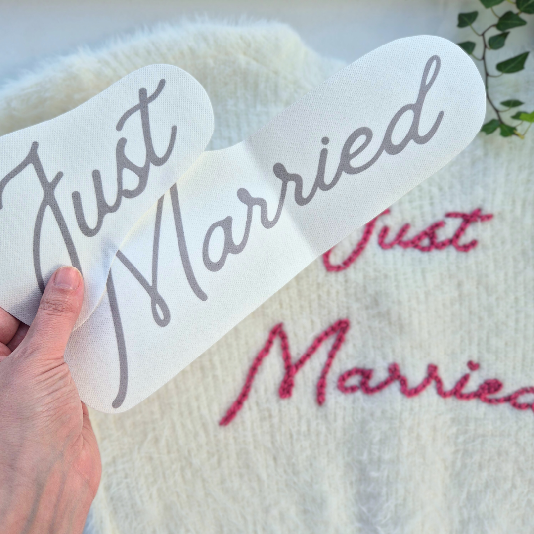 Just Married Stick and Stitch Embroidery Pattern