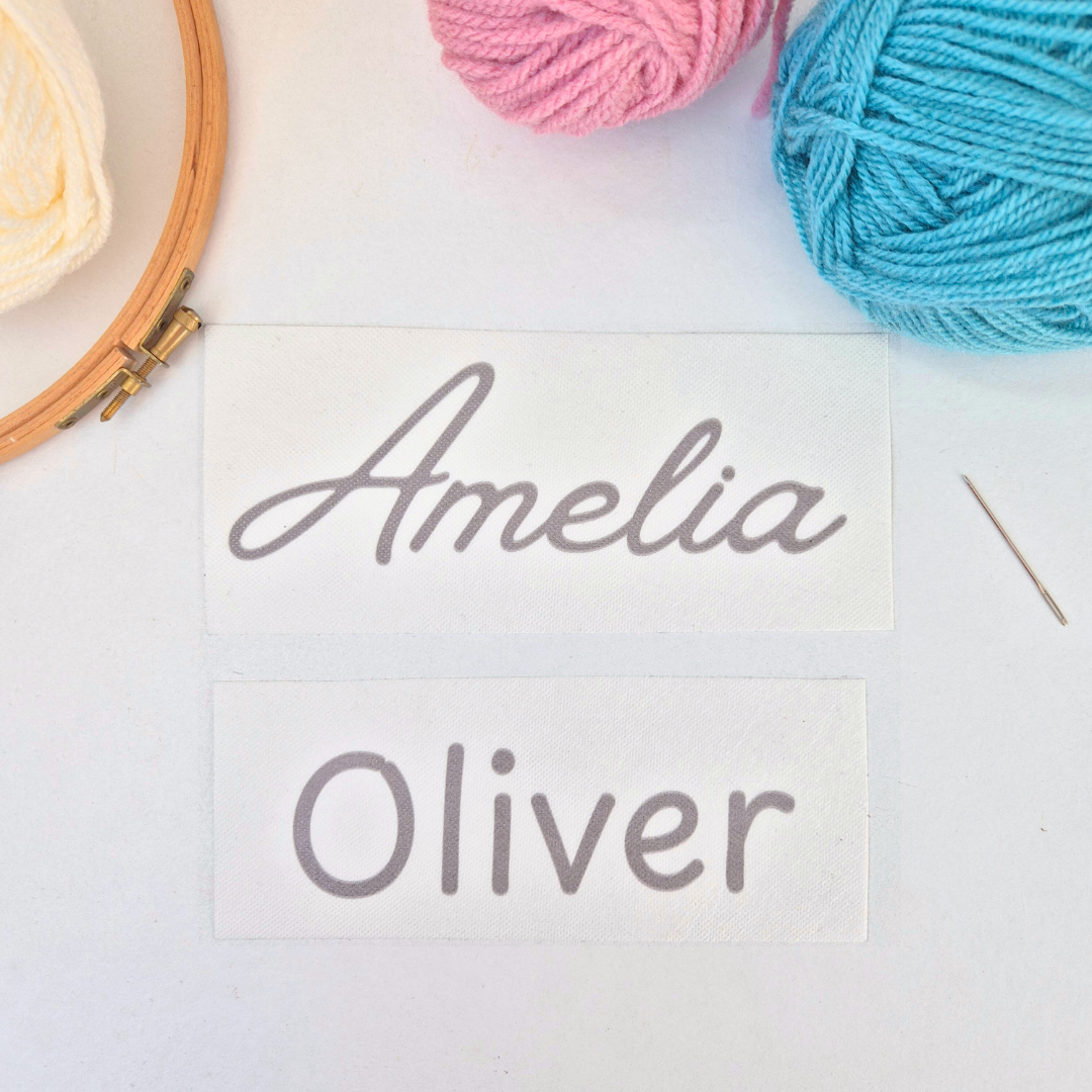 Custom name stick and stitch embroidery pattern, Kids clothing patch LARGE