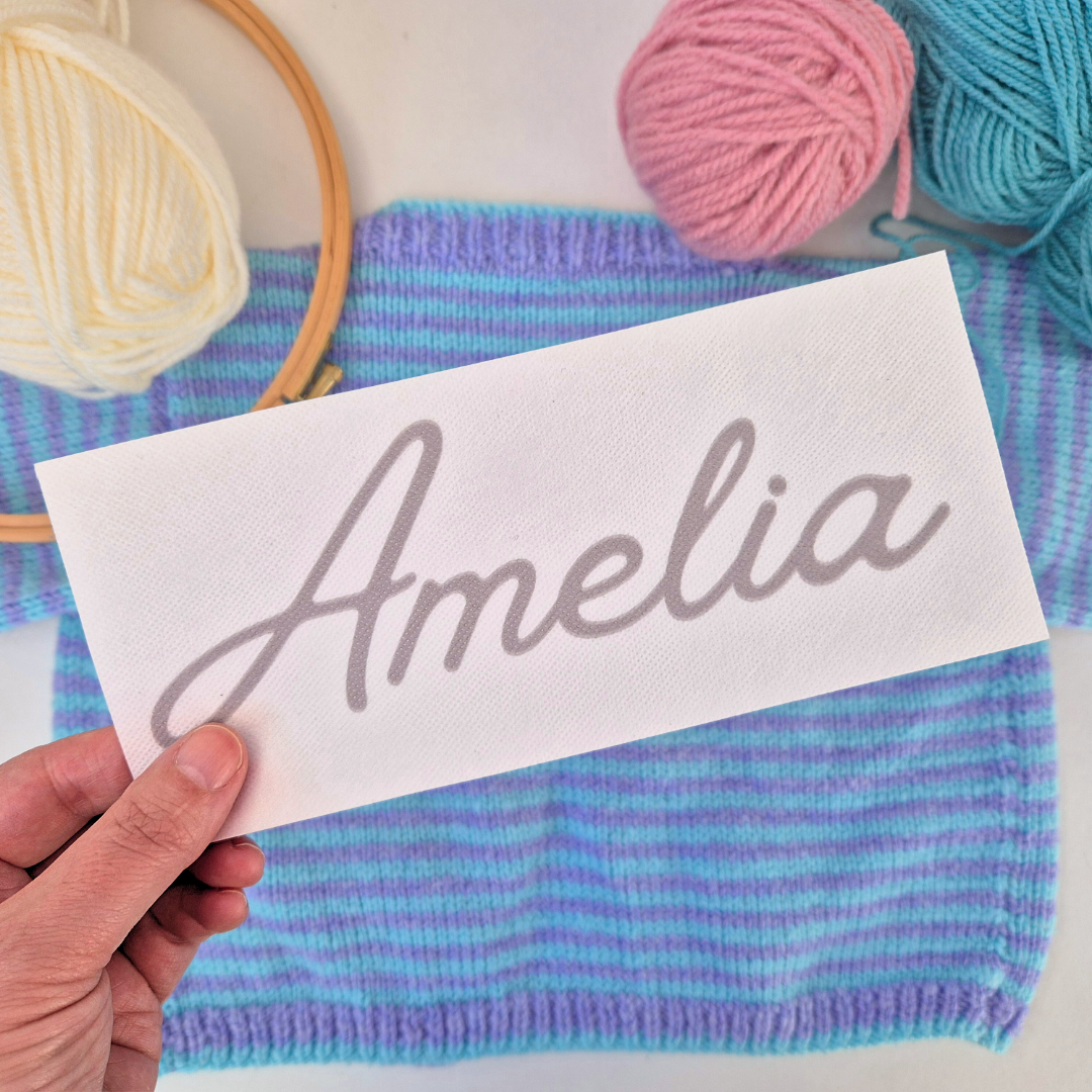 Custom name stick and stitch embroidery pattern, Kids clothing patch LARGE