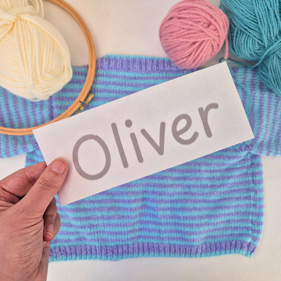 Custom name stick and stitch embroidery pattern, Kids clothing patch LARGE