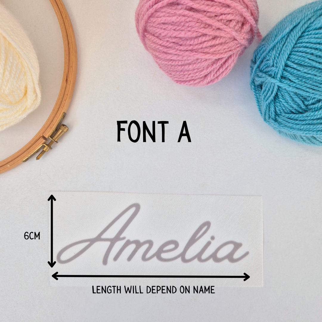Custom name stick and stitch embroidery pattern, Kids clothing patch LARGE