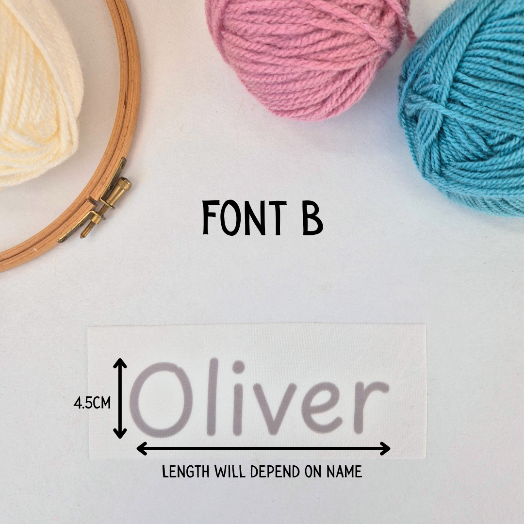 Custom name stick and stitch embroidery pattern, Kids clothing patch LARGE
