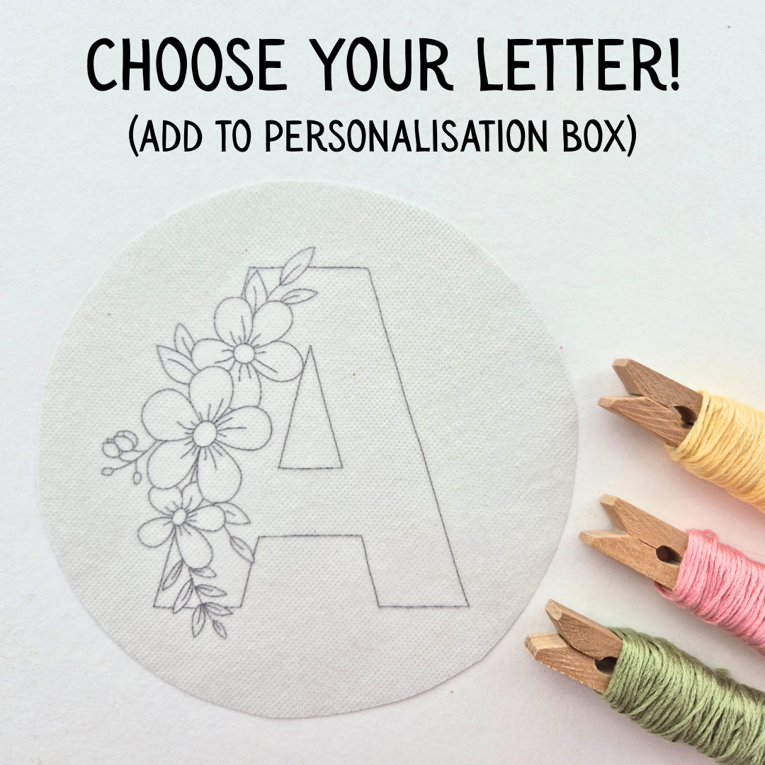 Large Letter Alphabet Stick and Stitch Embroidery Patterns, Choose Your Letter, A-Z, Floral Transfer Patch, Peel and Stick Letter Embroidery