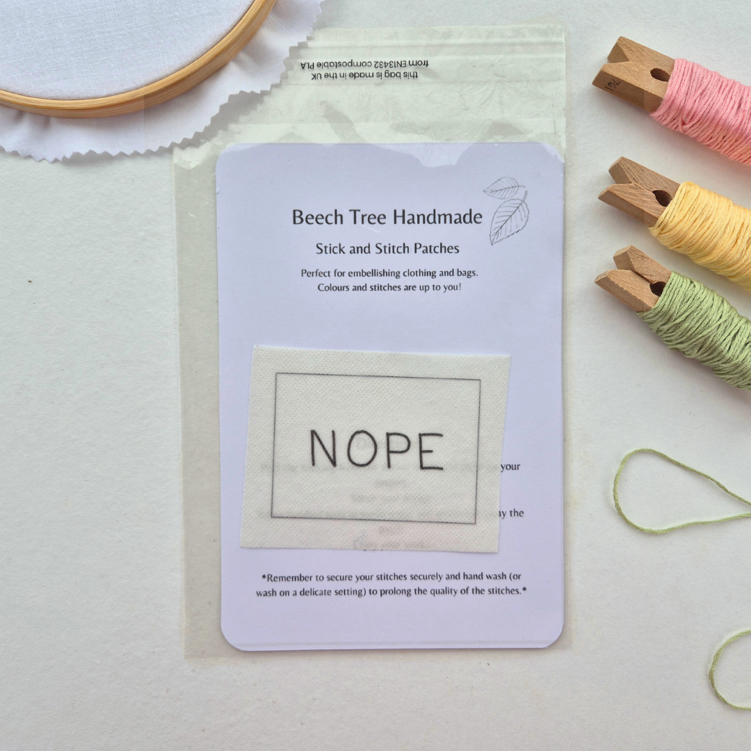 NOPE stick and stitch embroidery design