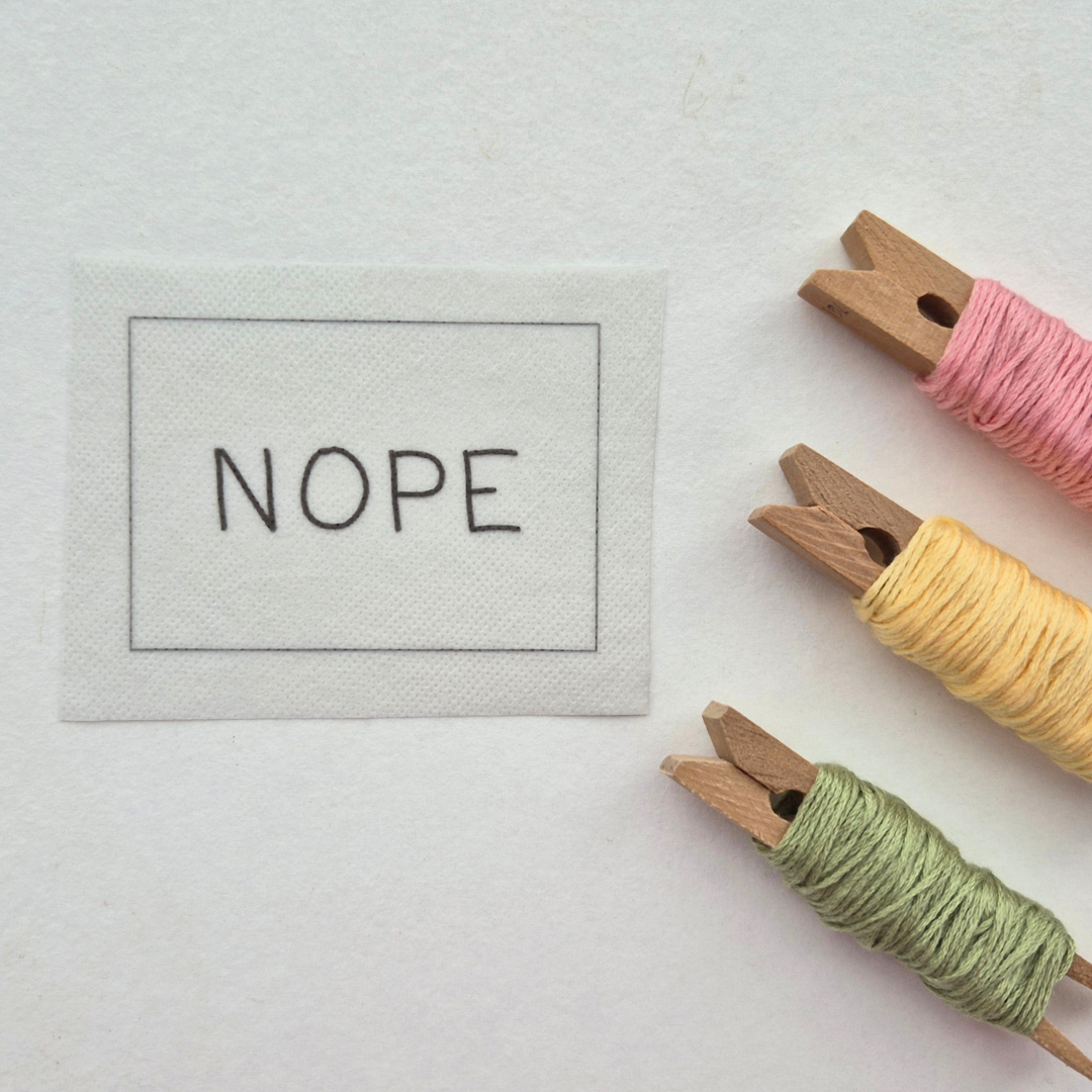 NOPE stick and stitch embroidery design