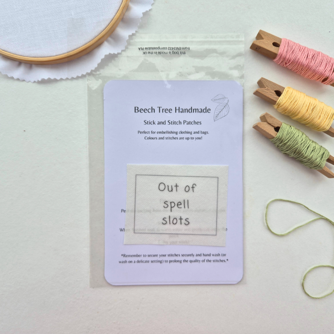 Out of Spell Slots stick and stitch embroidery design
