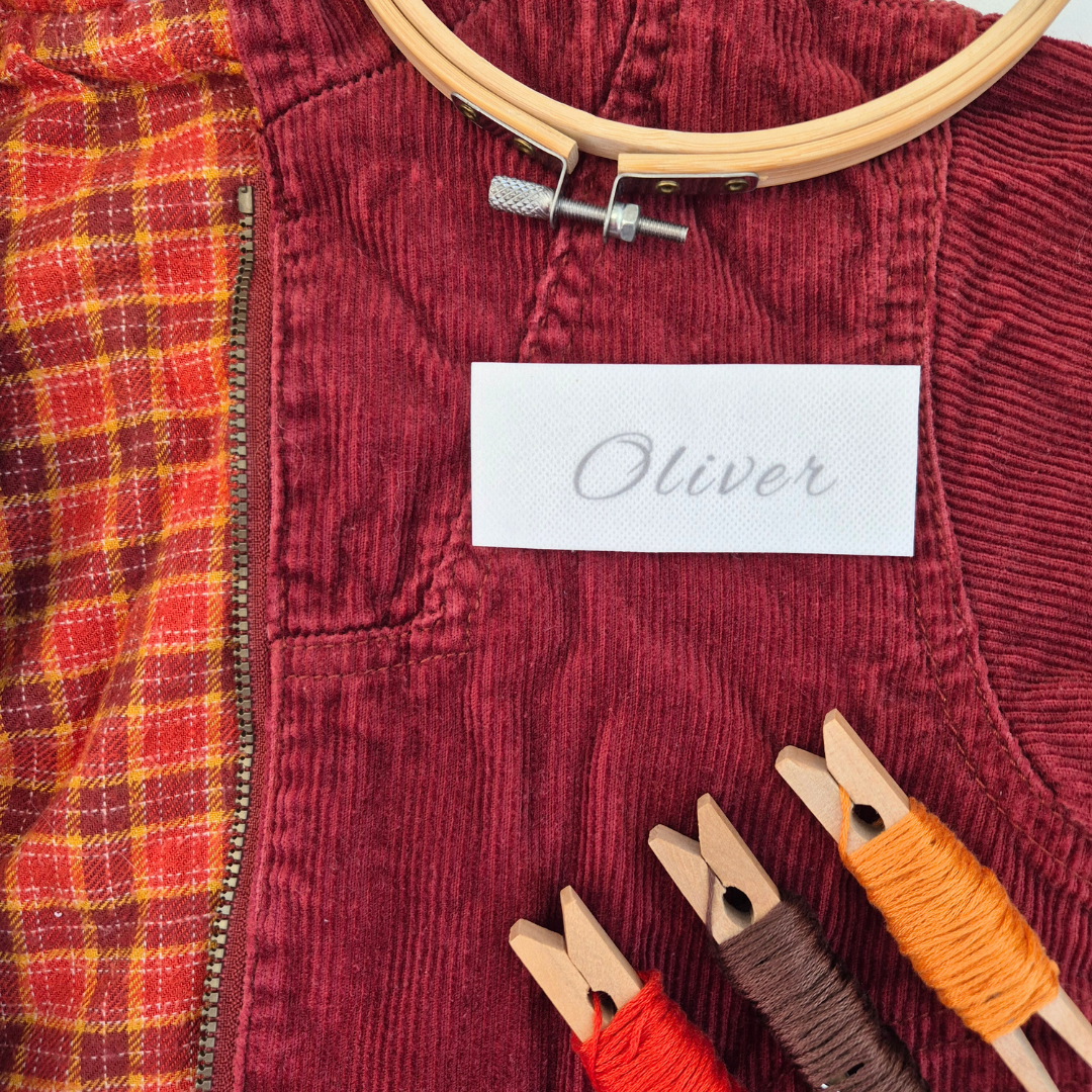 Small custom name stick and stitch embroidery pattern, Kids clothing patch