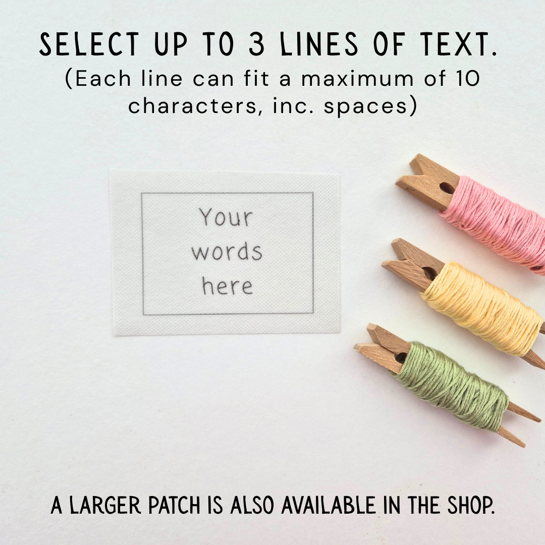 CUSTOM Choose Your Own Words, Stick and Stitch Embroidery Design, Text Transfer Patch, Personalised Peel and Stick Custom Pattern - SMALL