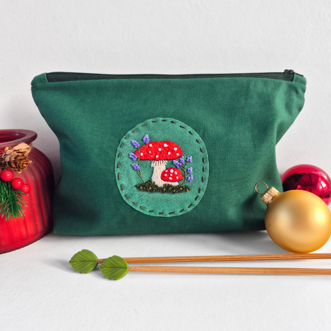 Embroidered Green Zipper Project Bag | Under The Night Sky Collection