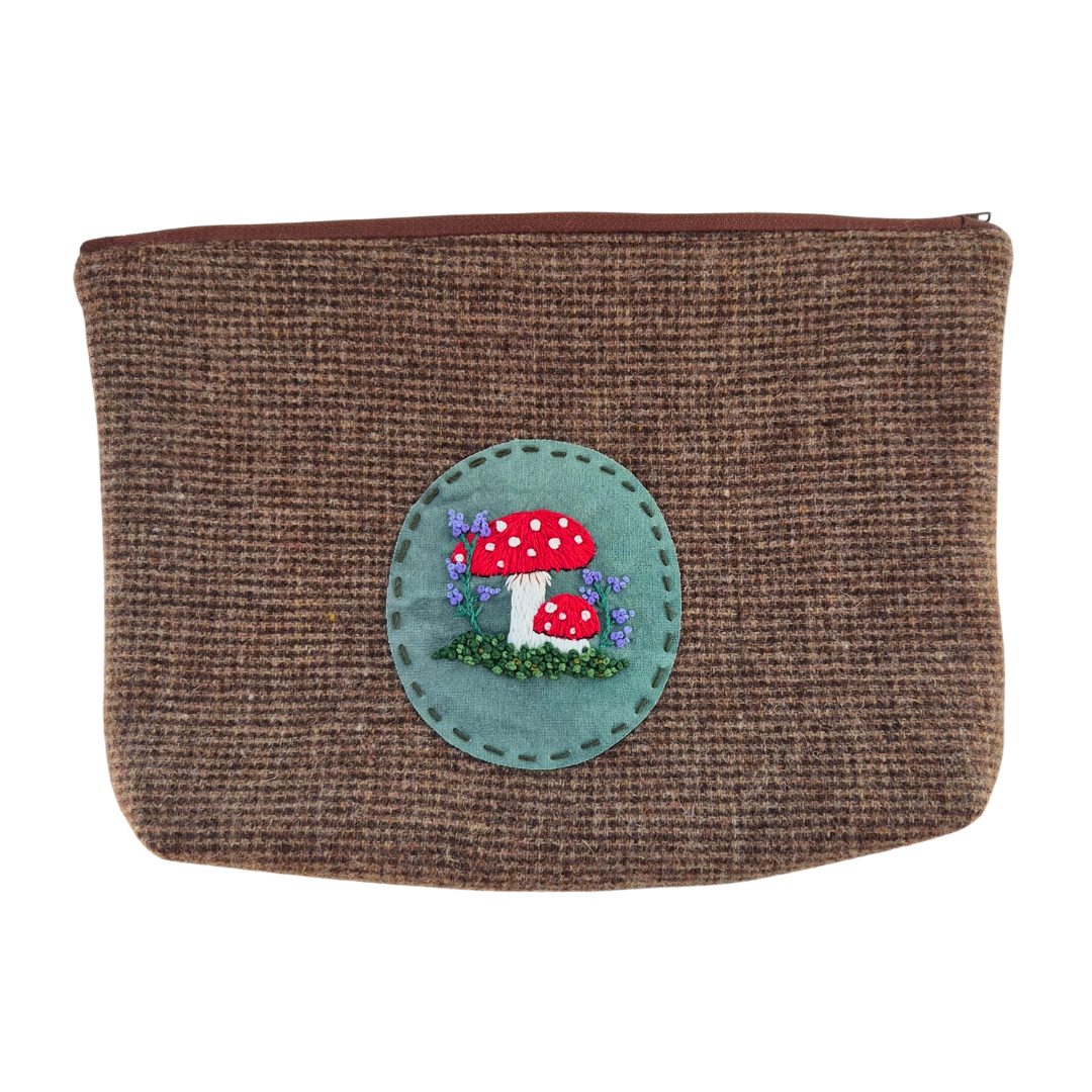 Embroidered Tweed Zipper Project Bag | Under The Night Sky Collection