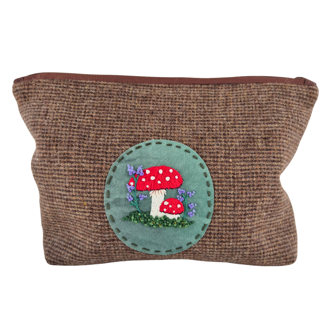 Embroidered Tweed Zipper Project Bag | Under The Night Sky Collection