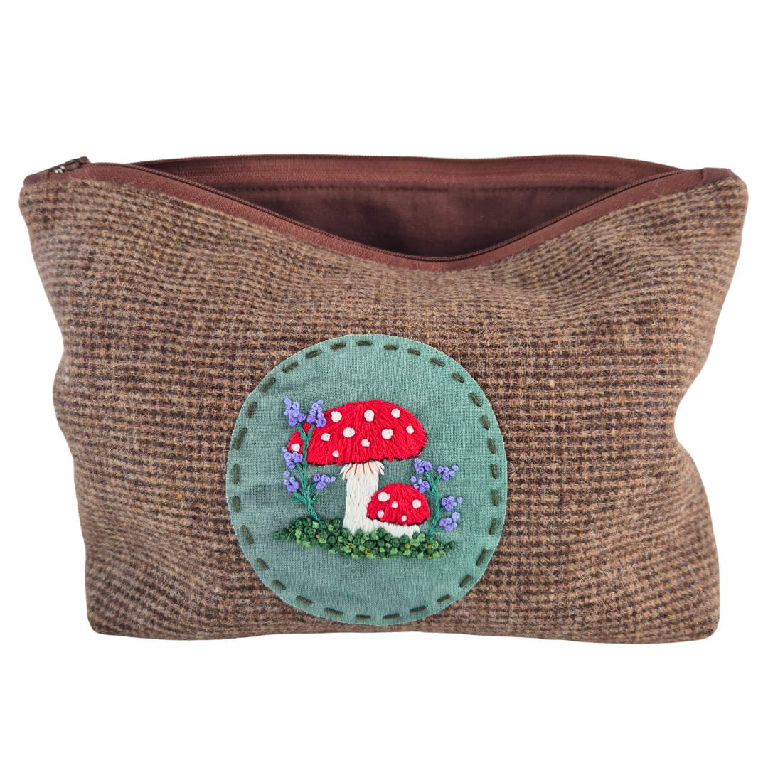 Embroidered Tweed Zipper Project Bag | Under The Night Sky Collection