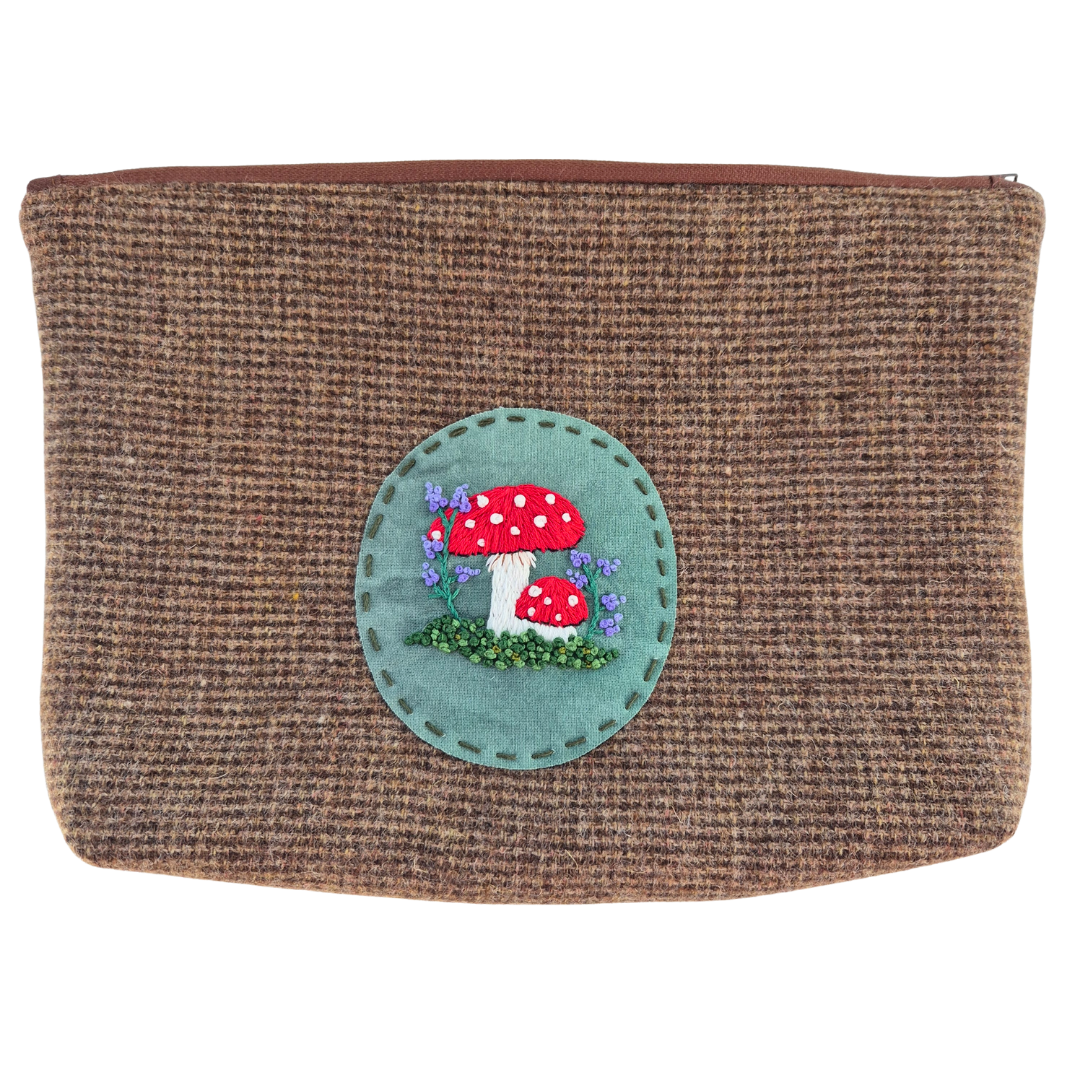 Embroidered Tweed Zipper Project Bag | Under The Night Sky Collection